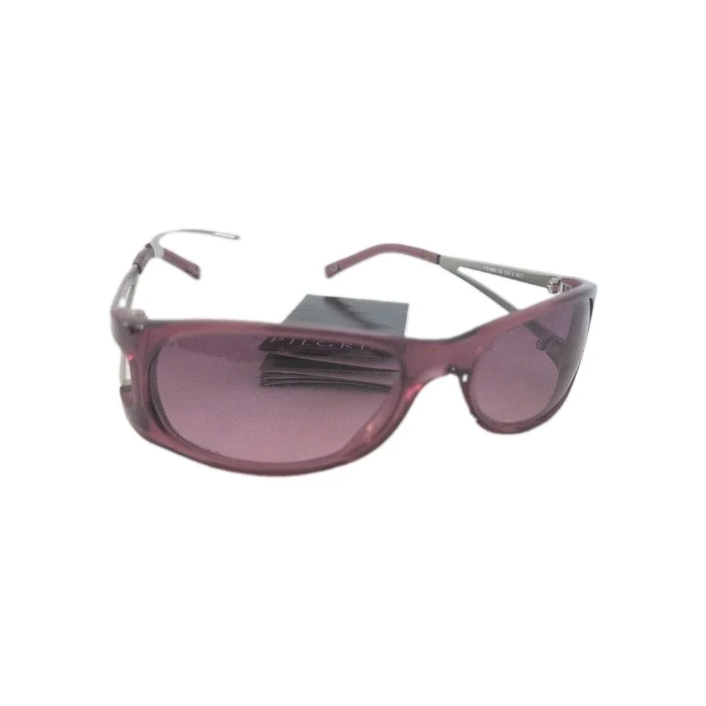 Pilgrim Vintage Sporty Rectangle Sunglasses Purple Clear Frame Cyber Y2K - New